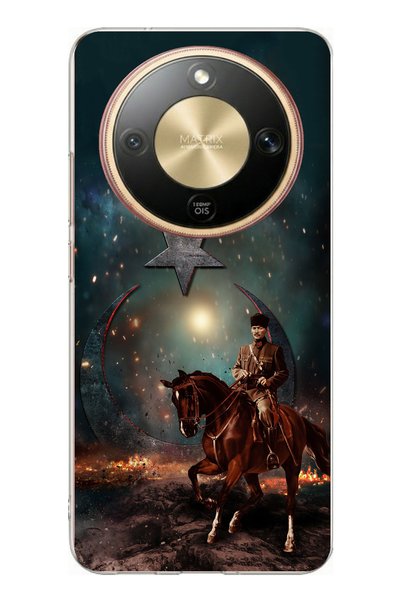 TechTree حافظة سيليكون متوافقة مع هاتف Honor Magic 8 Lite مطبوع عليها شعار أت...