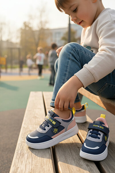 enoch Boys' Multi-Panel Casual Sports Shoes with Velcro and Flexible Laces