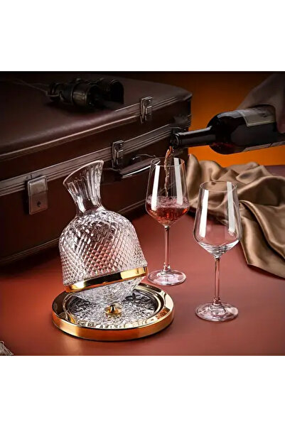 MagExpert Luxury rotating wine decanter, made of clear glass, 2 glasses inclu...