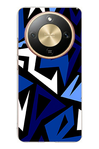 TechTree حافظة سيليكون مطبوعة بتصميم فسيفساء هندسي أزرق حديث متوافق مع هاتف H...