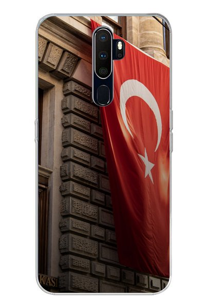 TechTree حافظة سيليكون مطبوعة عليها العلم التركي الضخم متوافقة مع هاتف اوبو A...