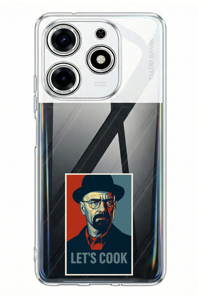 TechTree حافظة سيليكون مطبوعة عليها شعار Lets Cook متوافقة مع هاتف Tecno Spar...