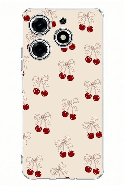 TechTree Tecno Spark 10 Pro Compatible Bowknot Cherries Printed Silicone Case