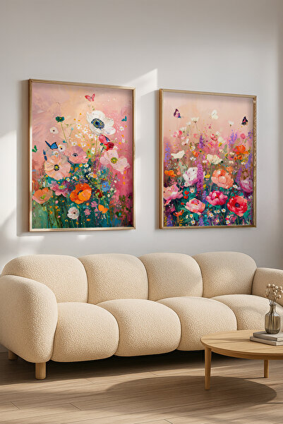 STARYUNA Wooden Framed Colorful Flower Garden Double Painting Set Yuna545