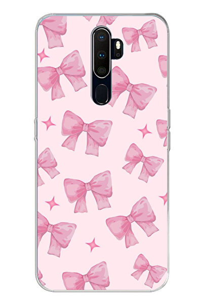 TechTree حافظة سيليكون مطبوعة بفيونكات وردية متوافقة مع هاتف اوبو A5/A9 2020