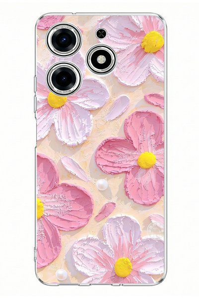 TechTree Tecno Spark 10 Pro Compatible Pink White Flowers Watercolor Printed ...