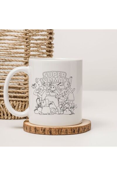 kubdekor كوب مطبوع عليه عبارة Super Woman ليوم المرأة