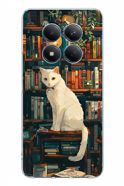 TechTree Redmi Note 15 Pro Plus Compatible Bookshelf White Cat Design Printed...