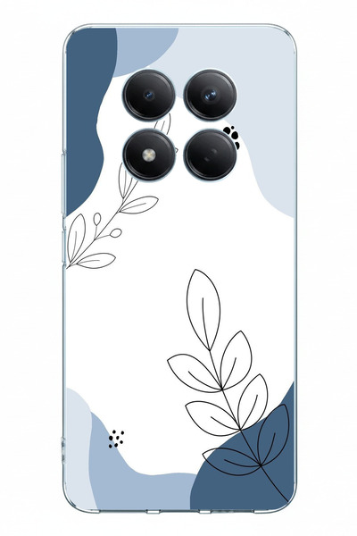 TechTree حافظة سيليكون مطبوعة بأشكال زرقاء وخطوط نباتية متوافقة مع هاتف Redmi...