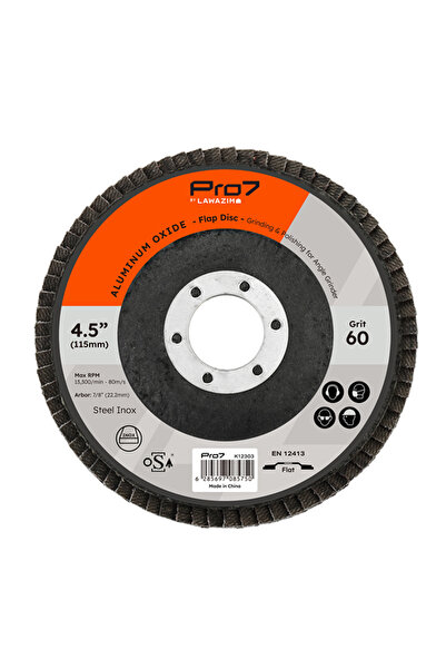 Lawazim Pro7 4.5 Inch Flap Disc 60 Grit - 10 Pack Calcined Alumina Grinding Disc