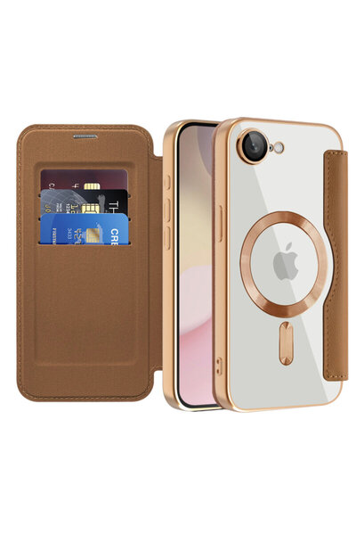 Techsuit Husă tip carte SmartMag pentru iPhone 16e, maro