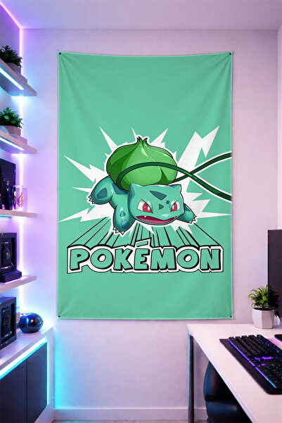 Reyhani Bulbasaur Patterned Vertical Wall Covering Shiny Quality Fabric Room ...