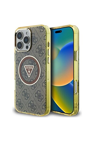 Guess IML Metal Glitter 4G Circle Triangle MagSafe Case for iPhone 16 Pro Max