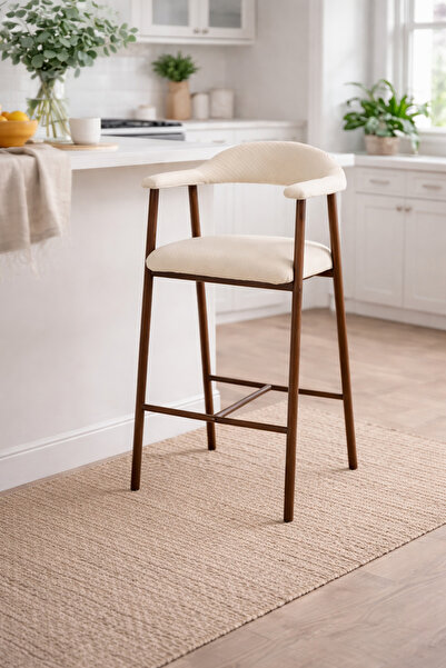 N.zone Luxury wooden bar stool with a modern design and comfortable Puffer se...