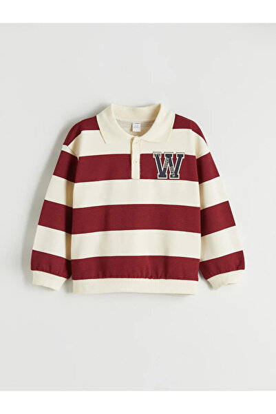 LC Waikiki LCW Kids Bordo Ριγέ Σετ φούτερ και φόρμα για αγόρια