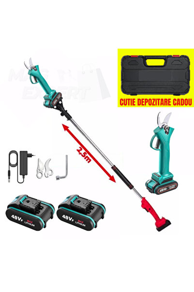MagExpert Electric Pruning Shears with 2 Batteries 48V, 2M Telescopic Rod, fo...