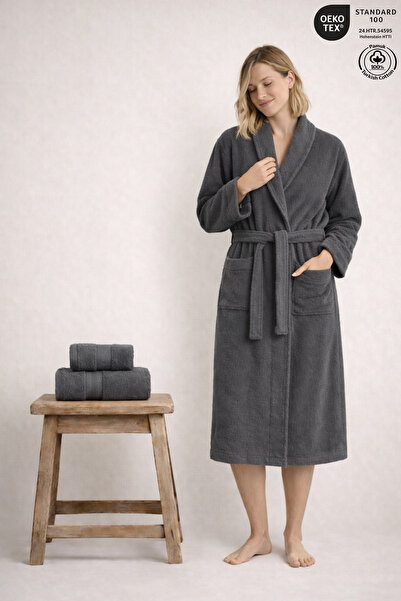 Ellaline Women's Bathrobe Set 100% Cotton Certified 3-Piece Shawl Collar Bath...