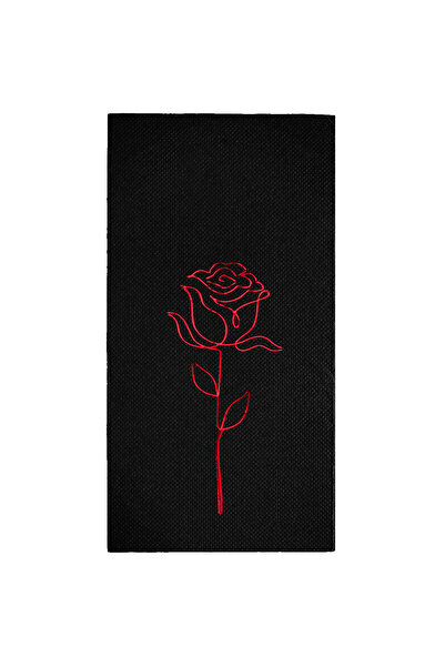 Story 40X40 cm Red Foil Rose Floral Patterned 16-Piece Black Colored Paper Na...