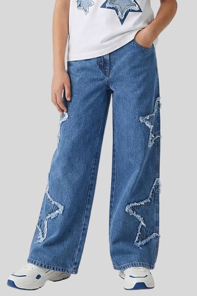 ww waka waka kids store Дънки с висока талия и широки крачоли Star Detailed