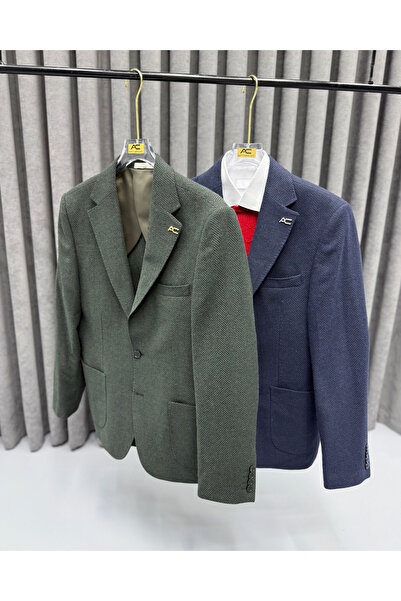 Avni Ceylan Men's Premium Herringbone Textured Classic Blazer Jacket