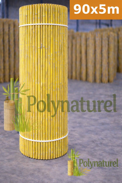polynaturel Kamış Çit 90x5 m Doğal Bambu Hasır Bahçe Balkon Gizlilik Çiti Göl...