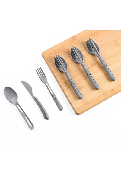 REuse Reusable Cutlery Set | Fork, Spoon and Knife | Set of 3 | Azur Grey