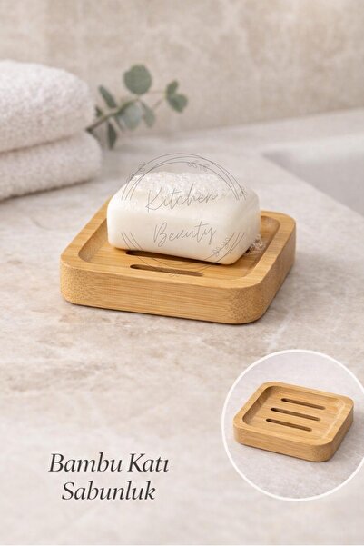 Kitchen Beauty Lüks Doğal Bambu Katı Sabunluk ,Banyo& Mutfak Çok Amaçlı Kulla...