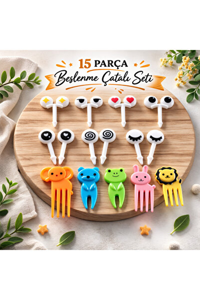 biroyuncakatolyesi BESLENME ÇATALI SETİ 15 PARÇA