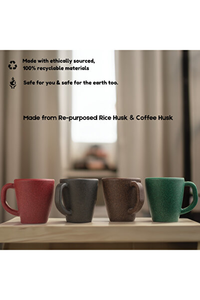 REuse Classic Reusable Mug 150 ml | Set of 4 | Coffee Husks | Multicolor - Dark