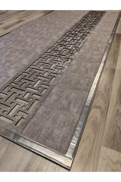 KuzeyCarpet Lazer Kesimli Gümüş Eskitme Gri Simli Halı