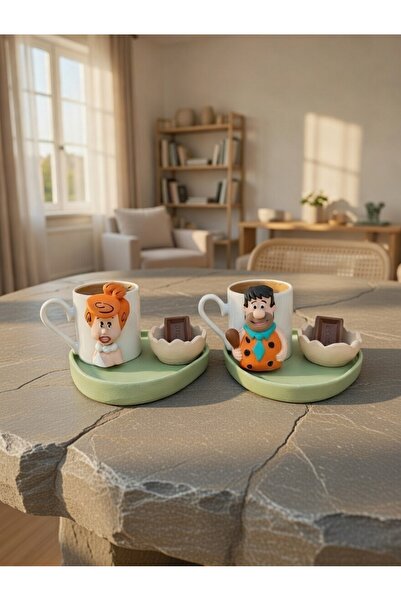 RivelCandle Çizgi Film Temalı 2’li Porselen Türk Kahvesi Fincan Seti – Sunum ...