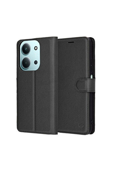 Techsuit Husă din piele Xiaomi Redmi 15C 4G, neagră