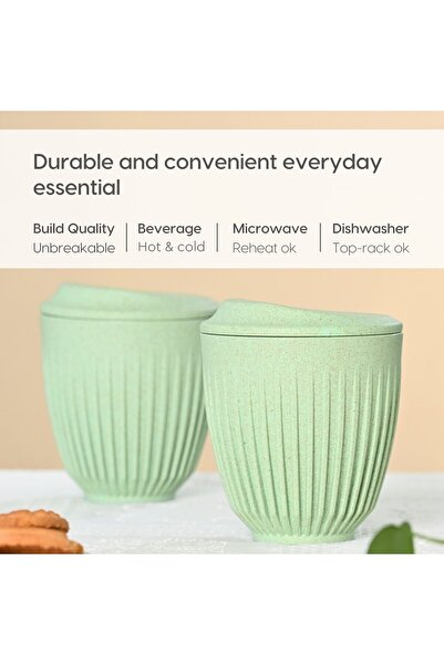 REuse Reusable Retro Mug with Lid 250 ml | coffee husks | Celeste Green | 1 p...