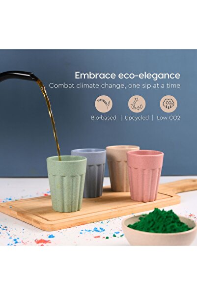 REuse Reusable Tea & Espresso Cup | 100 ml | Set of 4 | Coffee Husks | Multic...