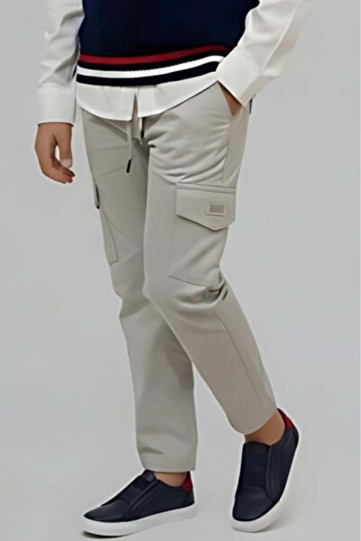 Alesaei-mondo tondo (Boys' grey beige cargo pants 4196)