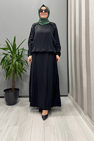 MissWhence Ribbed Silk Linen Set Black 37009