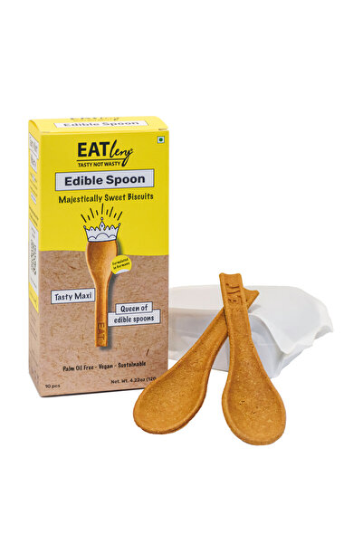 EATlery Tasty Maxi Edible Spoon | Vanilla Flavor | Set of 10 | Compostable
