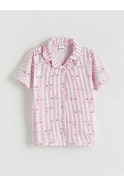 LC Waikiki LCW Kids Beli Košulja kragna Mašna Sa deznom Kratke Hlače za Devoj...