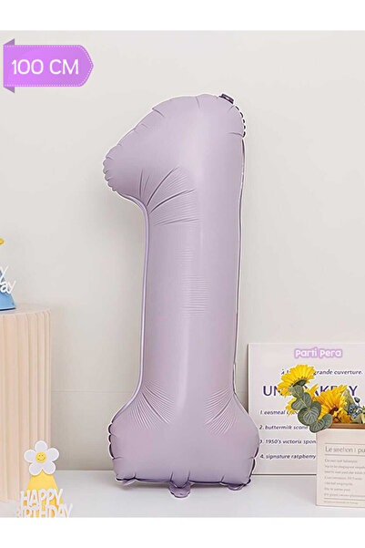 parti pera 1 Yaş Lila Rakam Folyo Balon 100 cm 40 inç