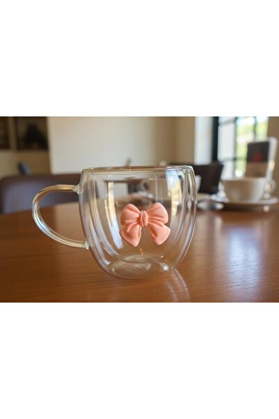 SEEKING2001 Double walled glass tumbler with an elegant bow – a luxurious fem...