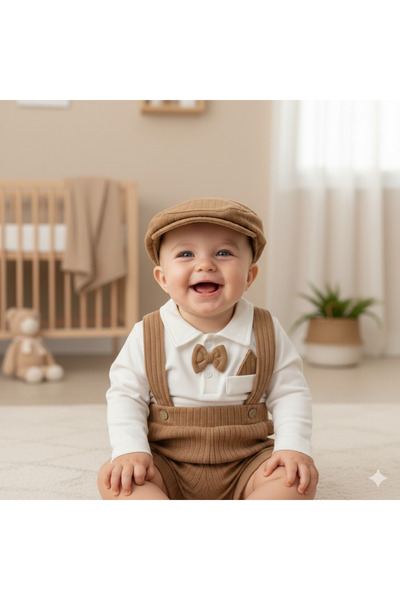 genybaby Baby Boy Knitwear Salopet Set - Stylish 3-Piece Combination with Bow...