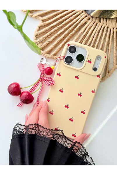 Go Aksesuar Iphone 17 Promax Uyumlu Charm Kiraz Tasarımlı Oyuncaklı Esnek Sil...