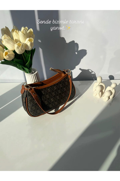 VELORELLA Farme monogram kahverengi baget ve çapraz çanta