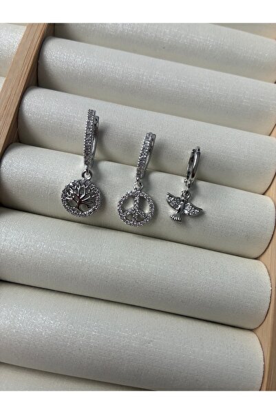 ARİ TAKI Tree of Life 3-Piece Steel Earrings