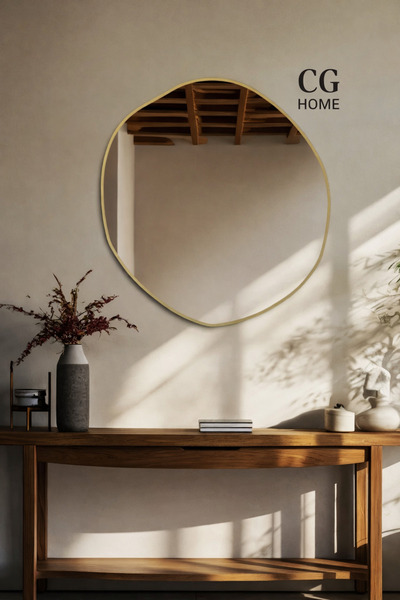 CG HOME Arya Asimetrik Çerçeveli Ayna | Modern Dekoratif Salon, Antre ve Yata...
