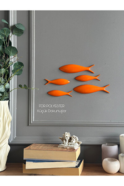 5-Piece Set Orange Fish Wall Accessory Trinket/Wall Combination/Home-Office Decoration