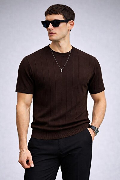 Lufian Men's Crew Neck Short Sleeve Summer Knitwear T-Shirt