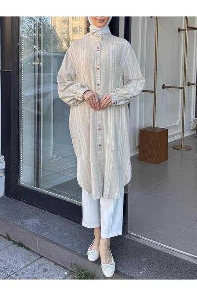 Ghisa ARKASI KUŞLU KETEN TUNİK