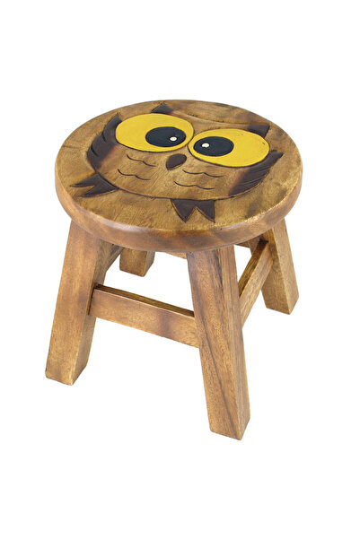 Five Store Wooden children's chair, hand-carved and painted, Owl, 25 x 25 x 2...
