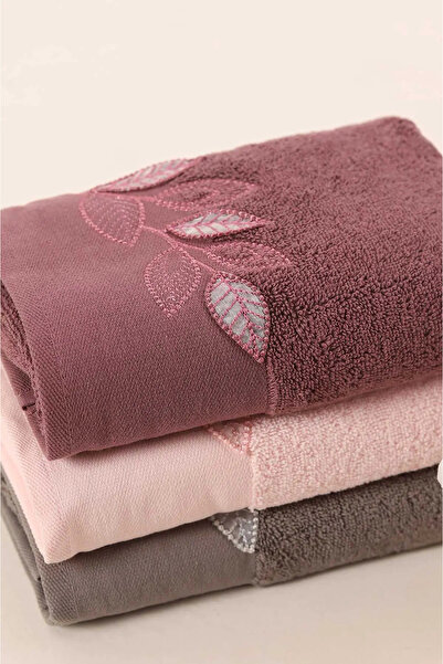 Bikaya Home Nurpak Pırıltı 3D Embroidered Hand Towel Set |   6 Pieces 50X90 c...